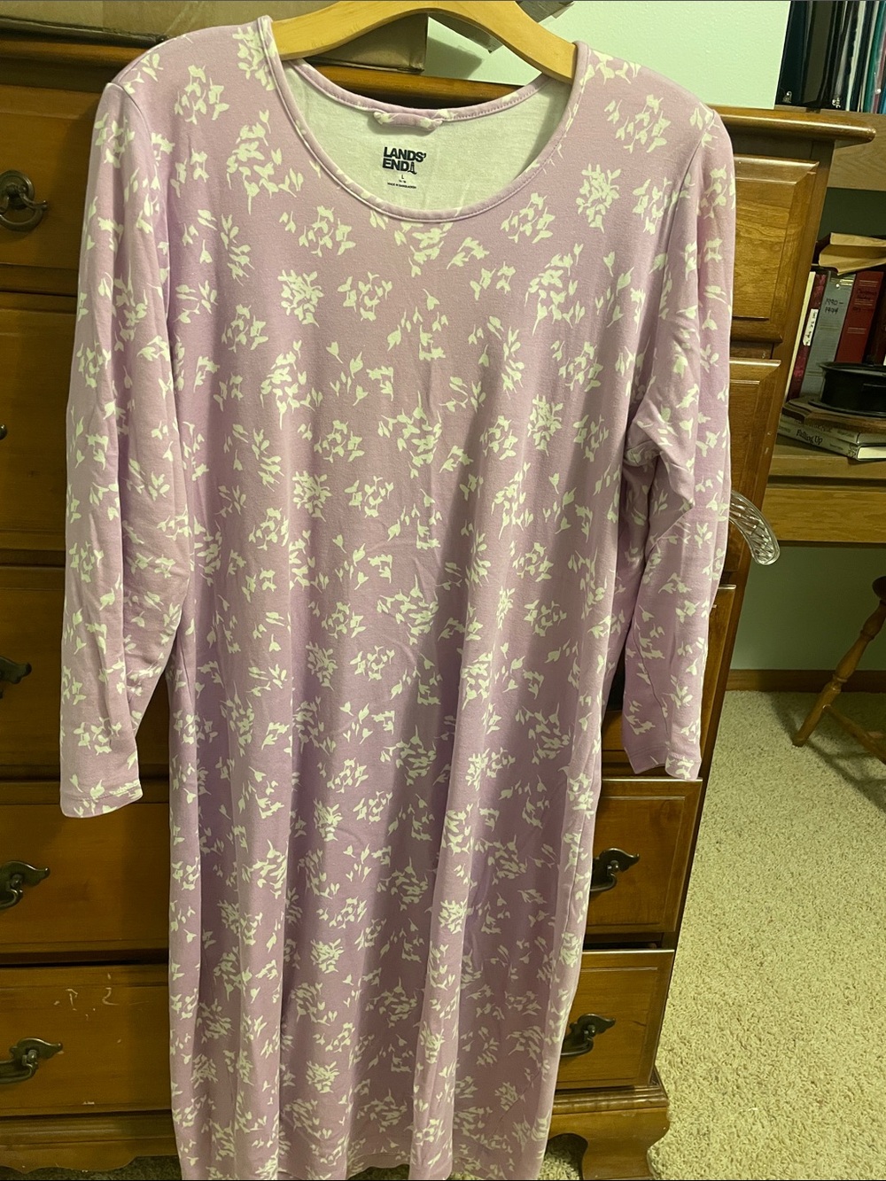 Lands' End Lilac Floral Long-Sleeve Nightdress